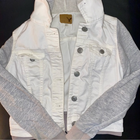 AE White Denim Sweater Jacket - Picture 1 of 3